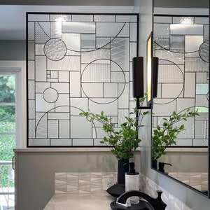30 x 36 inches Clear Textured Privacy Stained Glass Panel – Custom Build