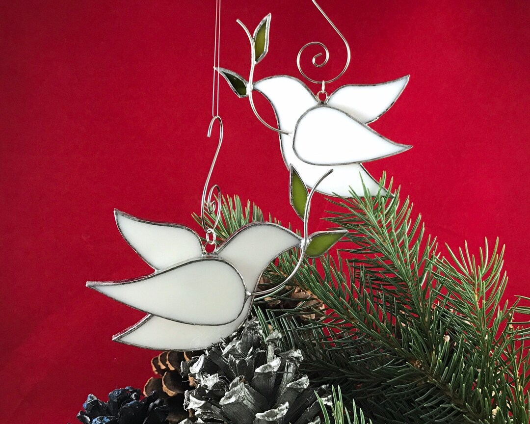 Dove Christmas Ornament Stained Glass 3 Inches White - Gift Boxed - Etsy