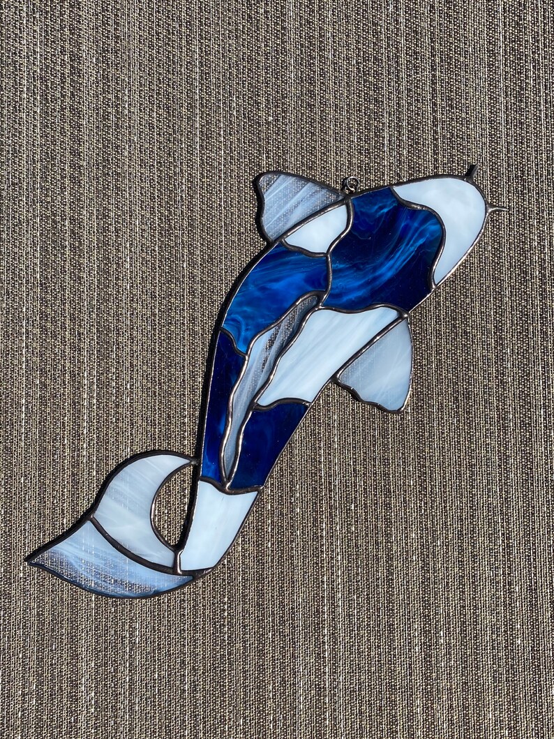 Stained Glass Japanese Koi Fish Blue & White Etsy