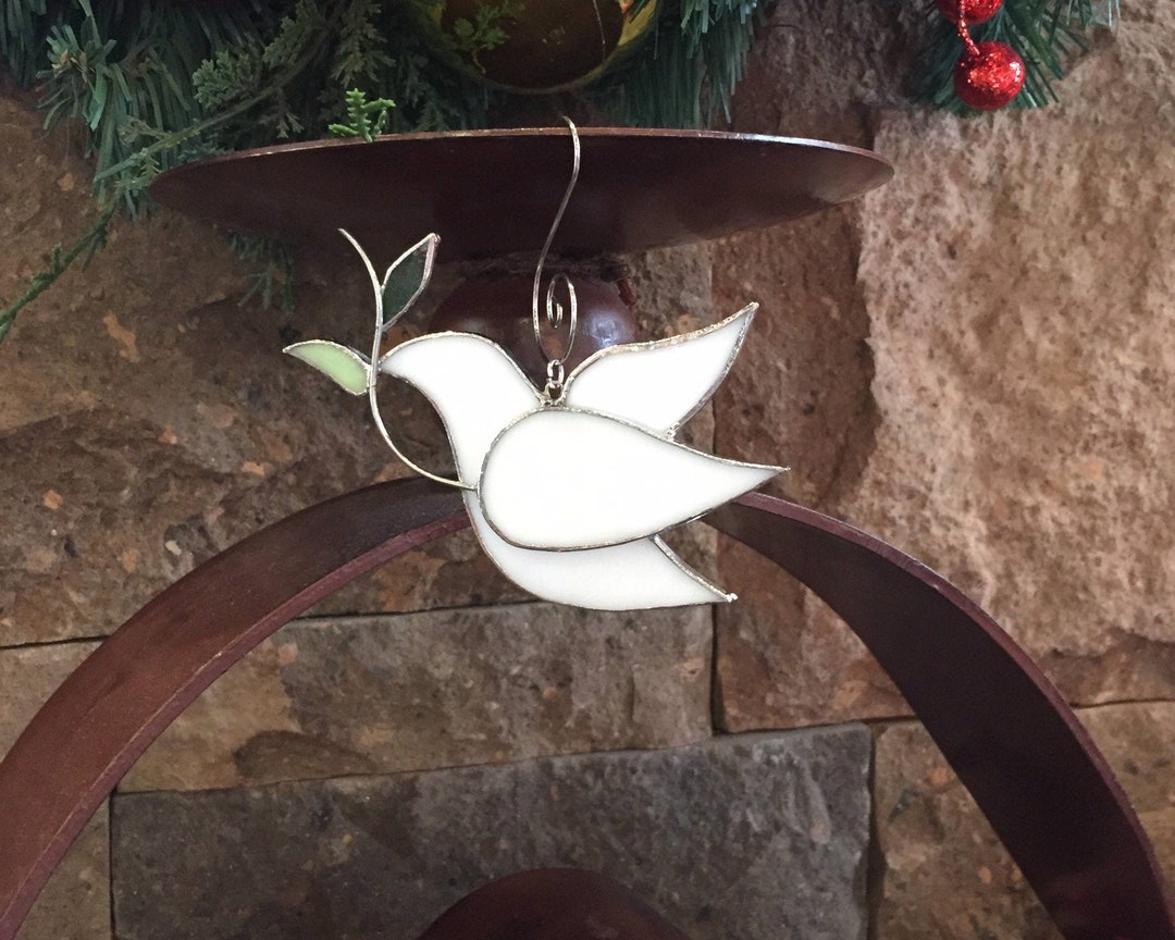 Stained Glass Peace Dove Ornament: White Bird Decoration - Etsy