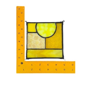 Small Yellow Square Abstract Stained Glass 5x5 image 7