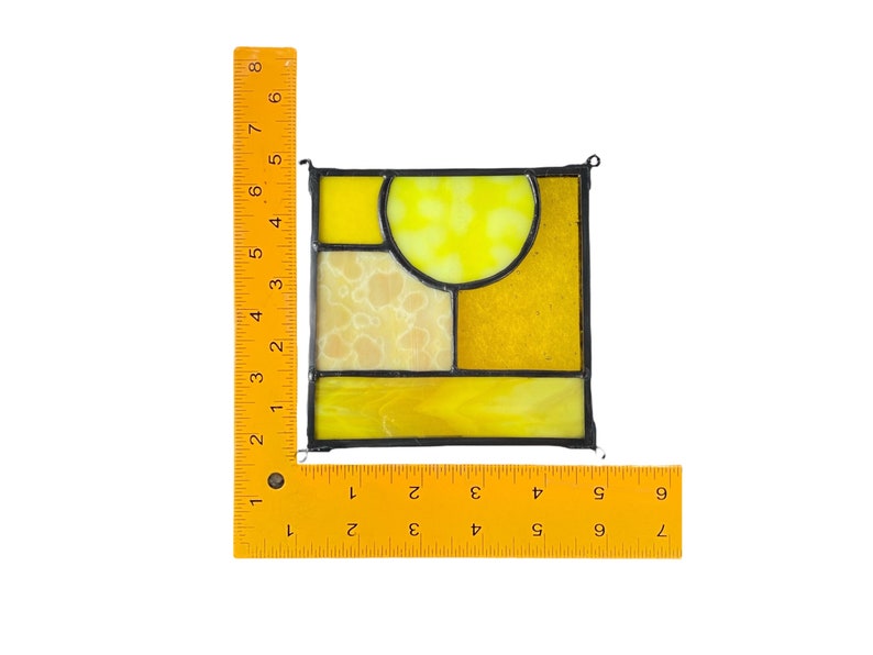 Small Yellow Square Abstract Stained Glass 5x5 image 7