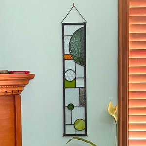 Abstract Narrow Stained Glass Window | 5&quot; x 24&quot; | Custom