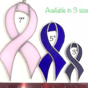 Stained Glass Cancer Awareness Ribbon Ornament any color combination image 5