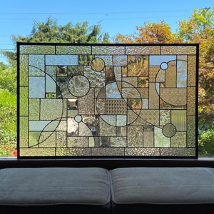 Large Abstract Stained Glass Privacy Window 21 x 33 : Home and Bath Remodeling Privacy image 2