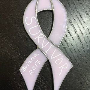 Stained Glass Cancer Awareness Ribbon Ornament any color combination image 8