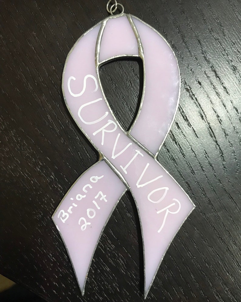 Stained Glass Cancer Awareness Ribbon Ornament any color combination image 8