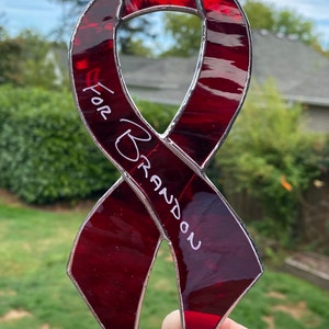 Stained Glass Cancer Awareness Ribbon Ornament any color combination image 10