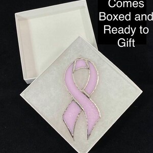 Stained Glass Cancer Awareness Ribbon Ornament any color combination image 3