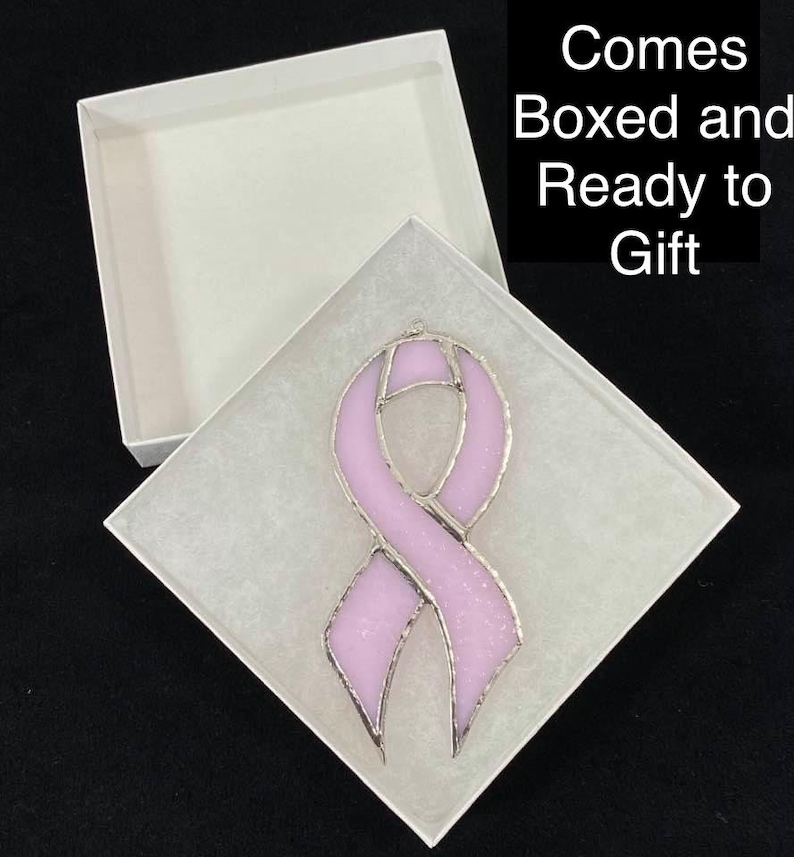 Stained Glass Cancer Awareness Ribbon Ornament any color combination image 3