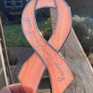 Stained Glass Cancer Awareness Ribbon Ornament any color combination image 6