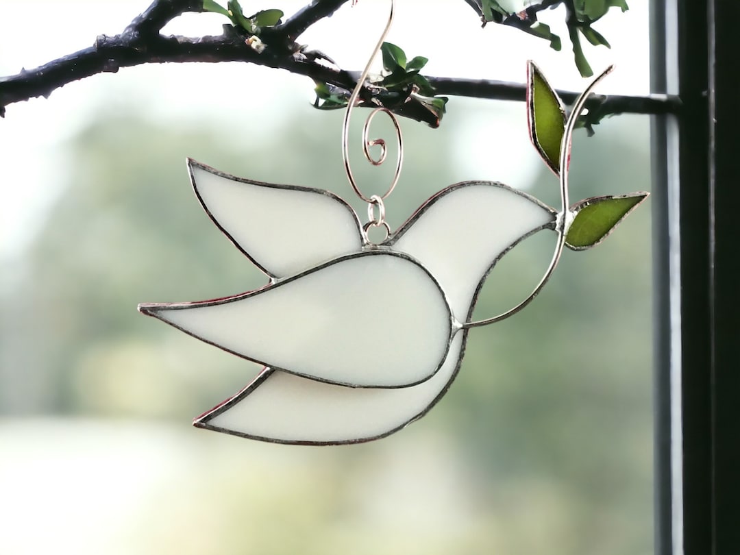 White Peace Dove Stained Glass Ornament | 3" X 3" - Gifted Boxed - Etsy