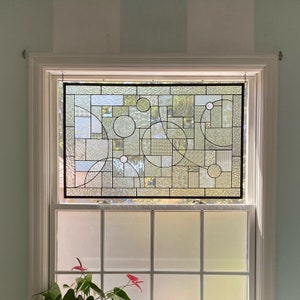 Large Abstract Stained Glass Privacy Window 21" x 33" : Home and Bath Remodeling Privacy