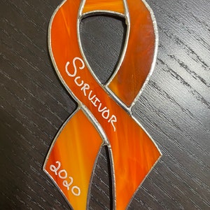 Stained Glass Cancer Awareness Ribbon Ornament any color combination image 9