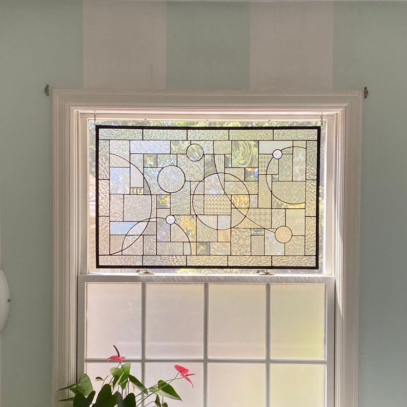 Large Abstract Stained Glass Privacy Window 21 x 33 : Home and Bath Remodeling Privacy image 3