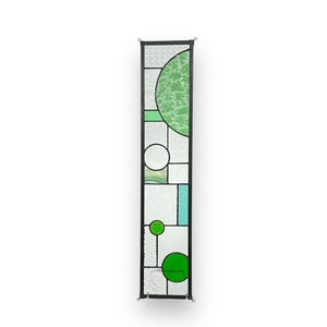 Green Abstract Stained Glass Suncatcher | 5&quot; x 24.5&quot; | with Gold accents Window Display interior design