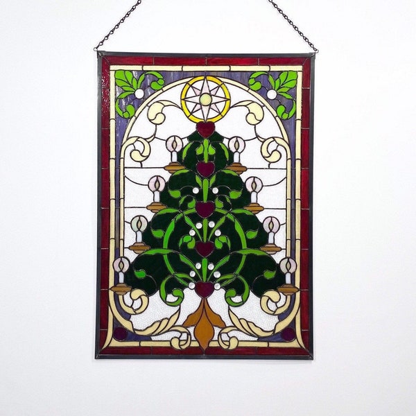 Christmas Tree Large Stained Glass Wall or Window Decoration