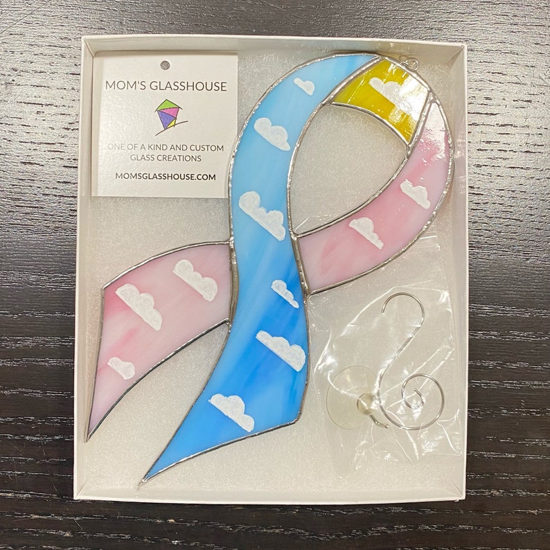 Stained Glass Cancer Awareness Ribbon Ornament any color combination image 4