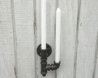 industrial candle sconce, candle sconce, candle holder, candlestick holder, candle stick holder, industrial sconce.