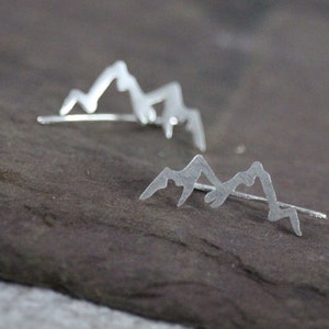 Silver metal mountain earrings