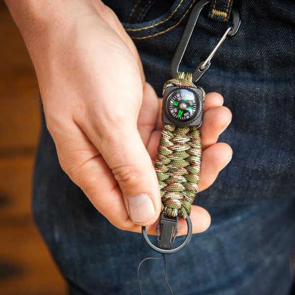Porte-clés de survie en paracorde (avec boussole)
