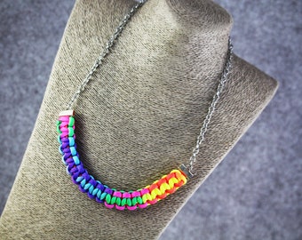 Rainbow Paracord Woven Necklace