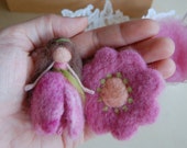 Needle Felted Fairy Birthday Set Needle Felted Flower Fairy Felt Flower Brooch Hair Rubber