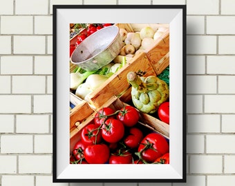 Market Vegetables Kitchen Art Kitchen Decor, Food Art, Food Print, Food photograpgy Instant Download, tomato french market, Digital Download