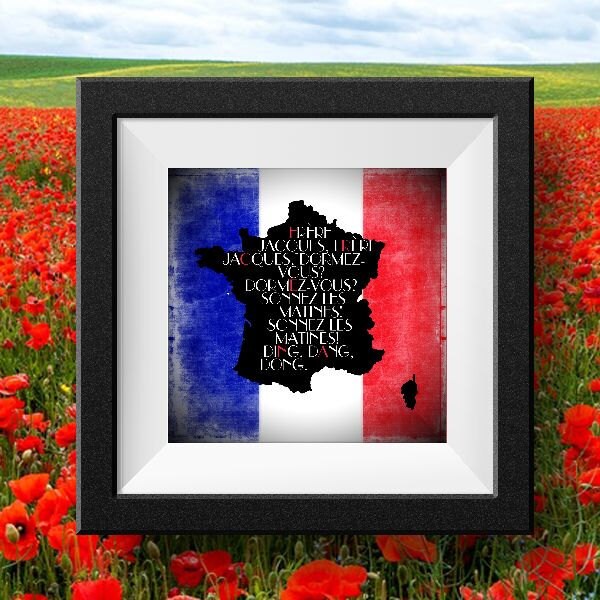France Wall Art Print, frere jacque, french flag, France map, digital download, French flag, instant download
