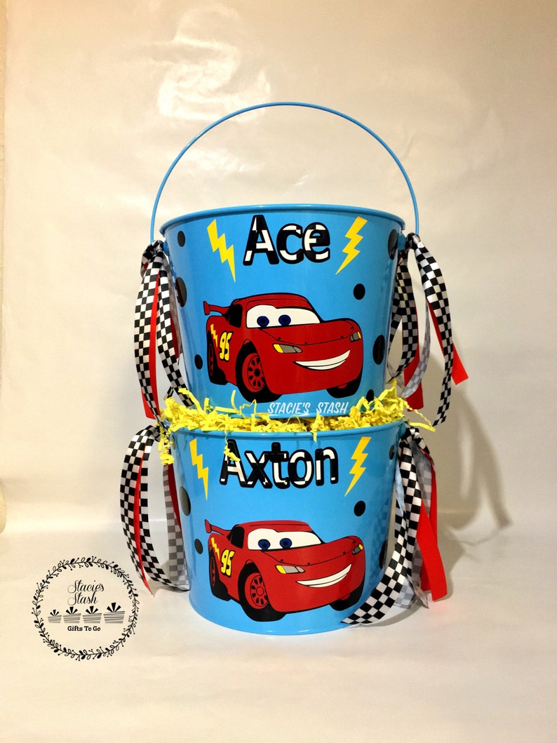 Cars Easter Bucket Lightning Mcqueen Easter Bucket Boys Etsy