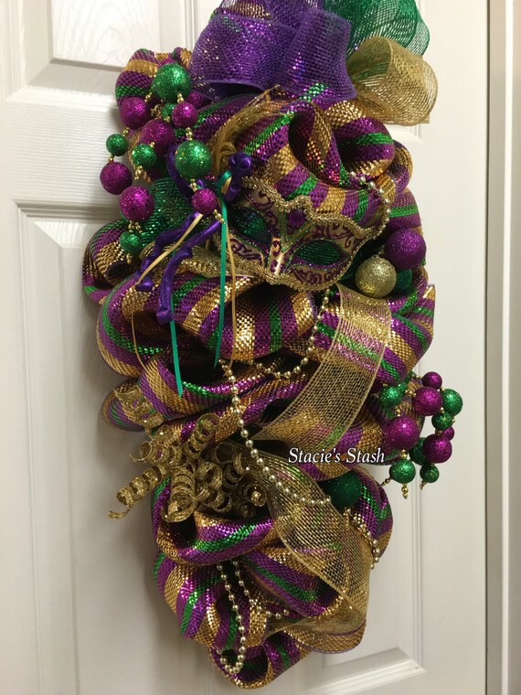 Mardi Gras Wreath Mardi Gras Decor Front Door Wreath Etsy