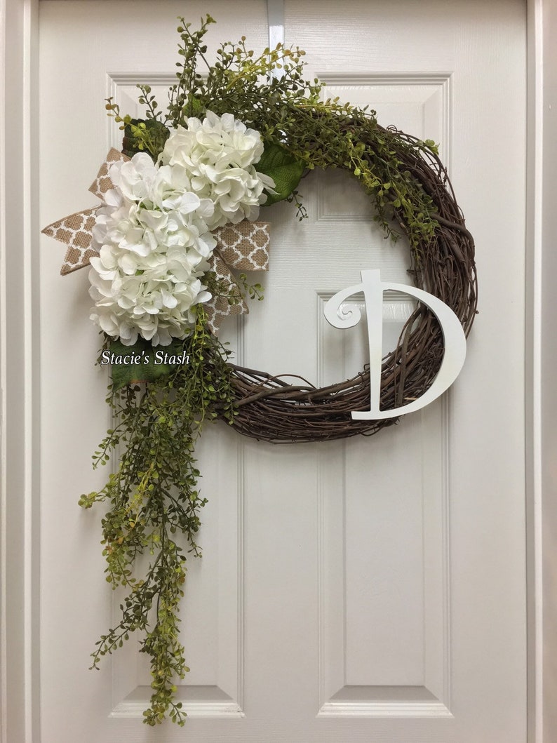 Initial Wreath Front Door Wreath Monogram Wreath All Etsy