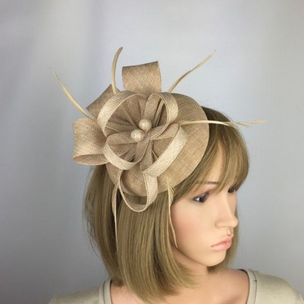 Champagne Gold Fascinator On Headband Fascinator Ladies Day Ascot races Occasion Wedding fascinator Mother of the Bride Groom