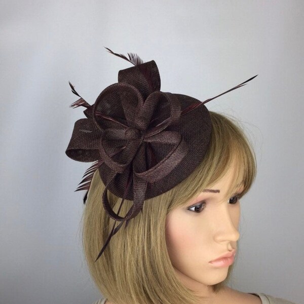 Brown Fascinator Coffee Pillbox Fascinator Chocolate Wedding Hat Ladies Day Mother of the Bride Groom brown Hatinator Ascot Occasion