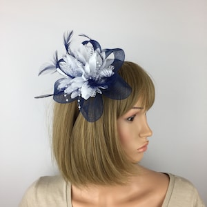 Navy and White Fascinator Royal Ascot Races Ladies Day  Mother of the Bride Groom wedding fascinators occasion