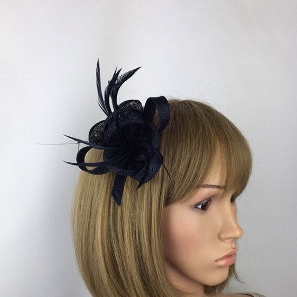 Dark Navy Blue Fascinator on Clip Navy Fascinator on Clip Wedding Mother of the Bride Mother of the Groom Ladies Day Races Occasion