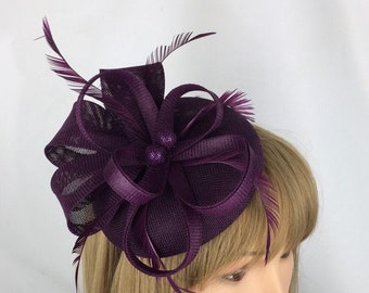 Purple Fascinator Plum Aubergine Wedding fascinator Ladies Day Hat Occasion Ascot Races Mother of the Bride