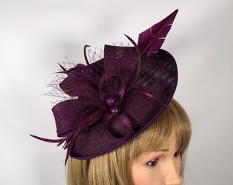 plum coloured wedding hats