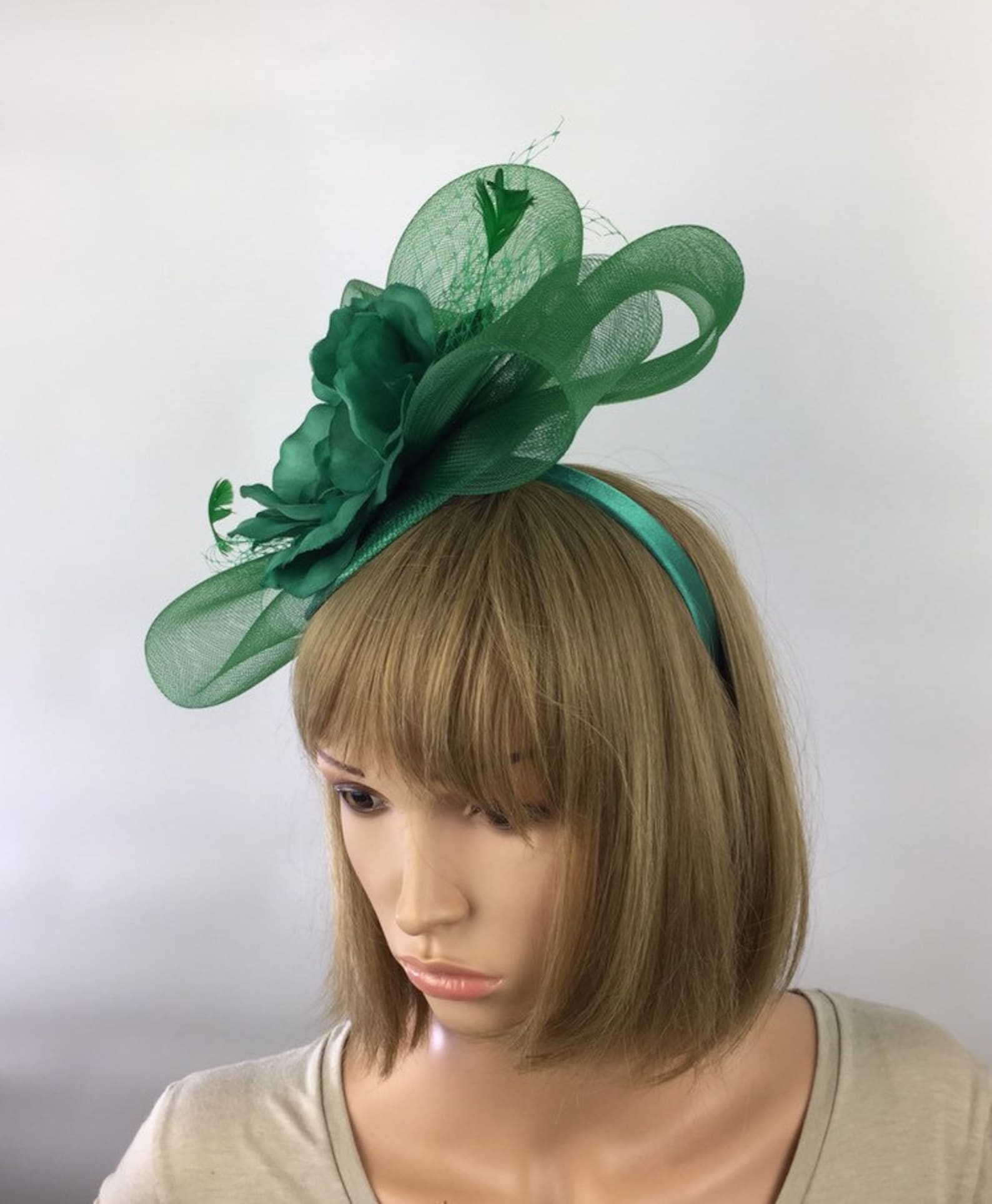 Emerald Green Fascinator Green Flower Wedding