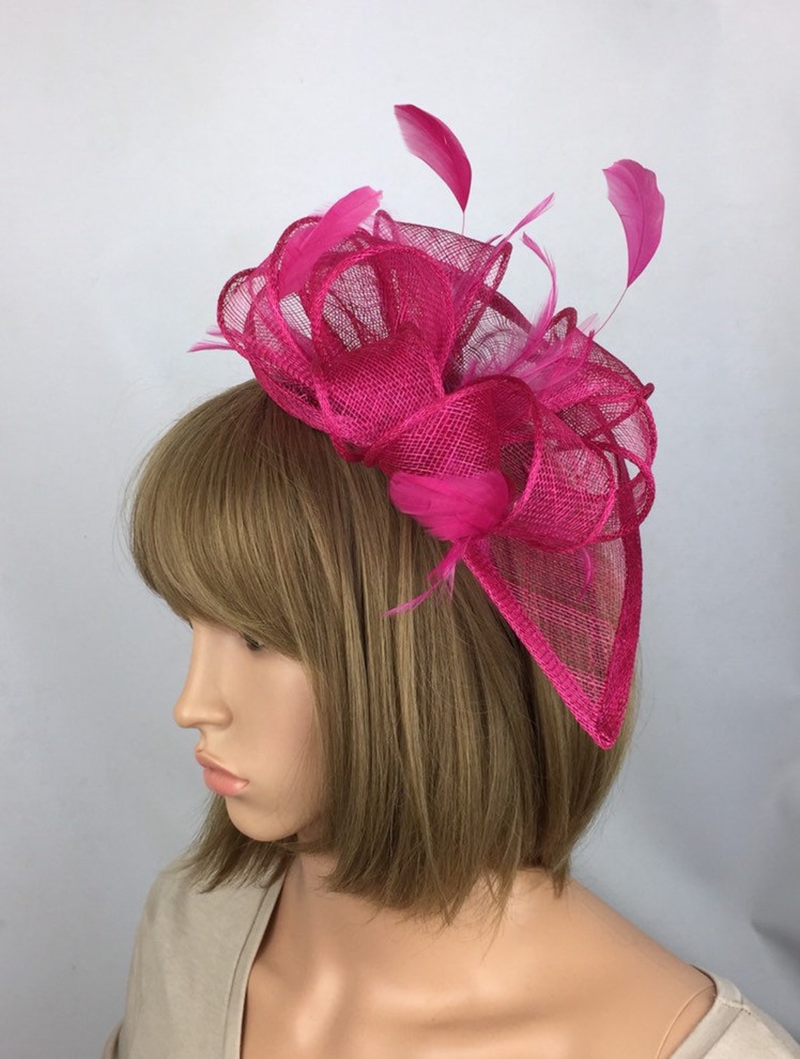 Fuchsia Fascinator Hot Pink Fascinator Ladies Day Ascot Races Etsy