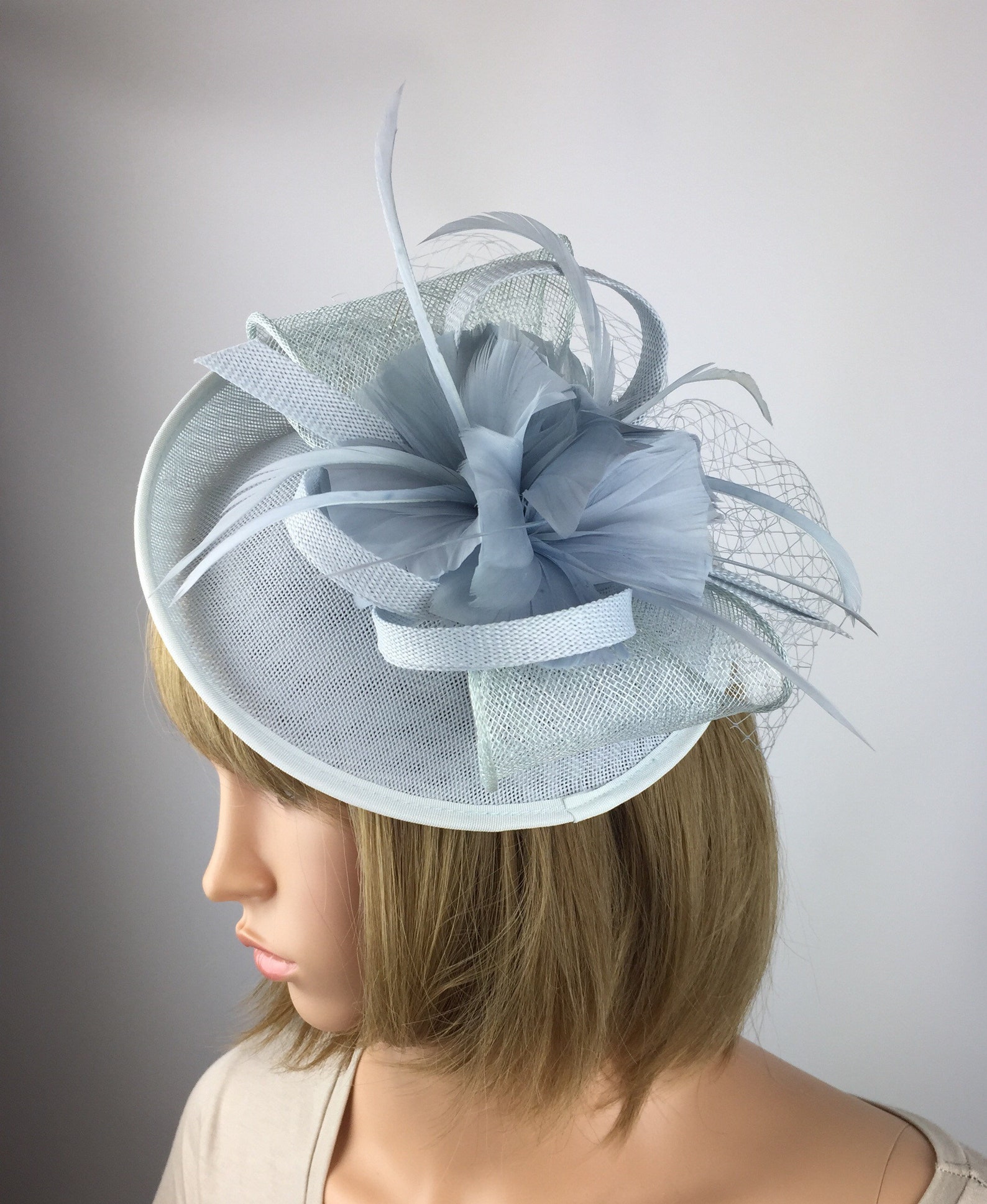 Light Blue Fascinator Hat Baby Blue Ice Blue Fascinators | Etsy UK