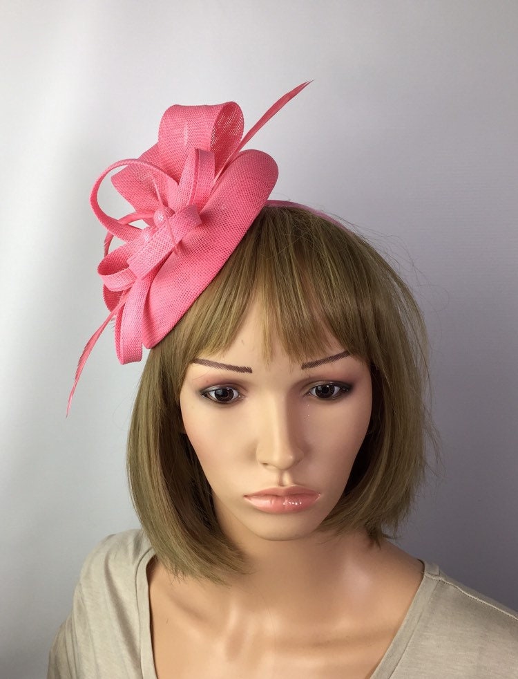 Coral Fascinator Salmon Pink Fascinator Wedding Hatinator Etsy UK