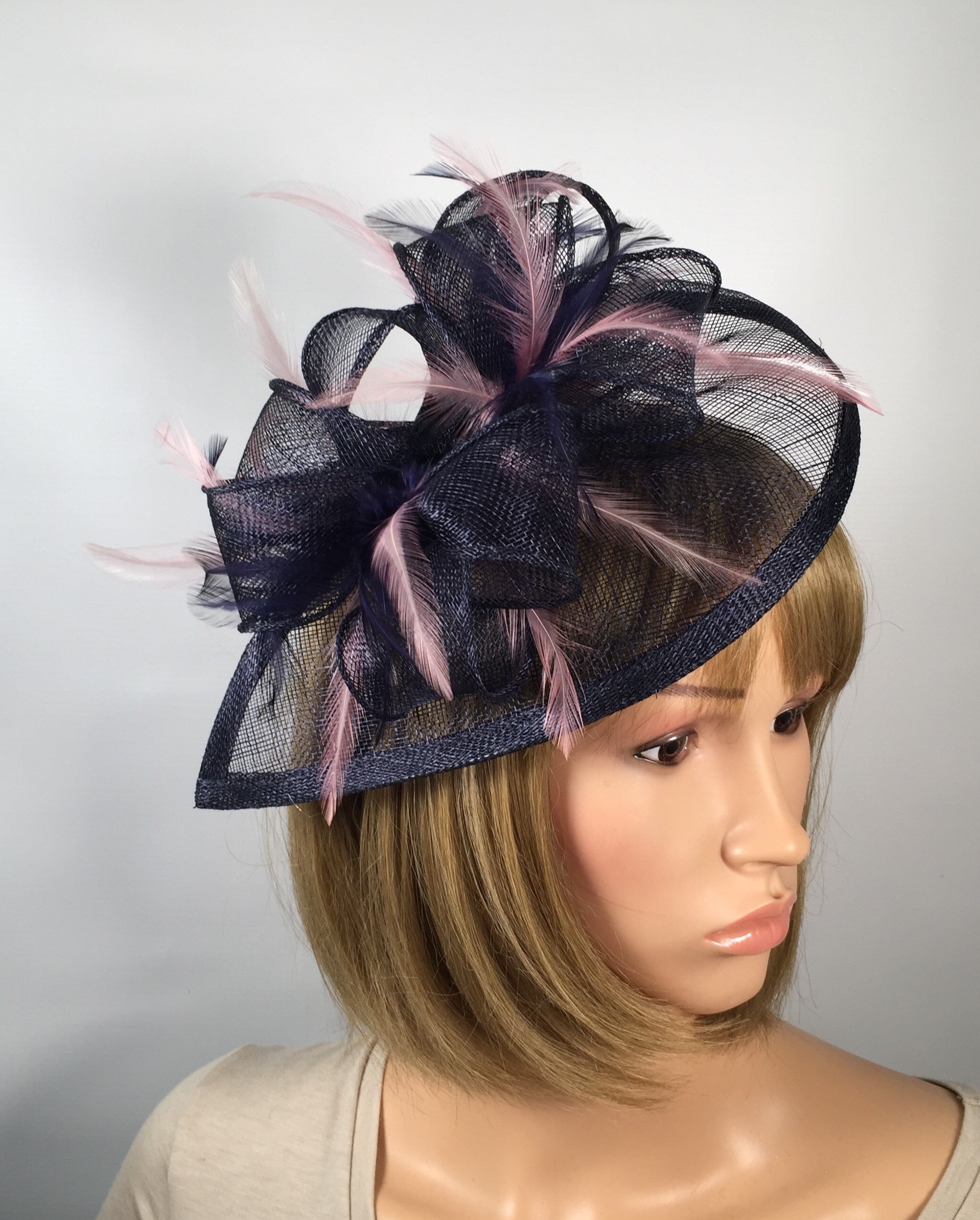 Navy and Pink Fascinator Wedding Hatinator Mother of the Bride Etsy
