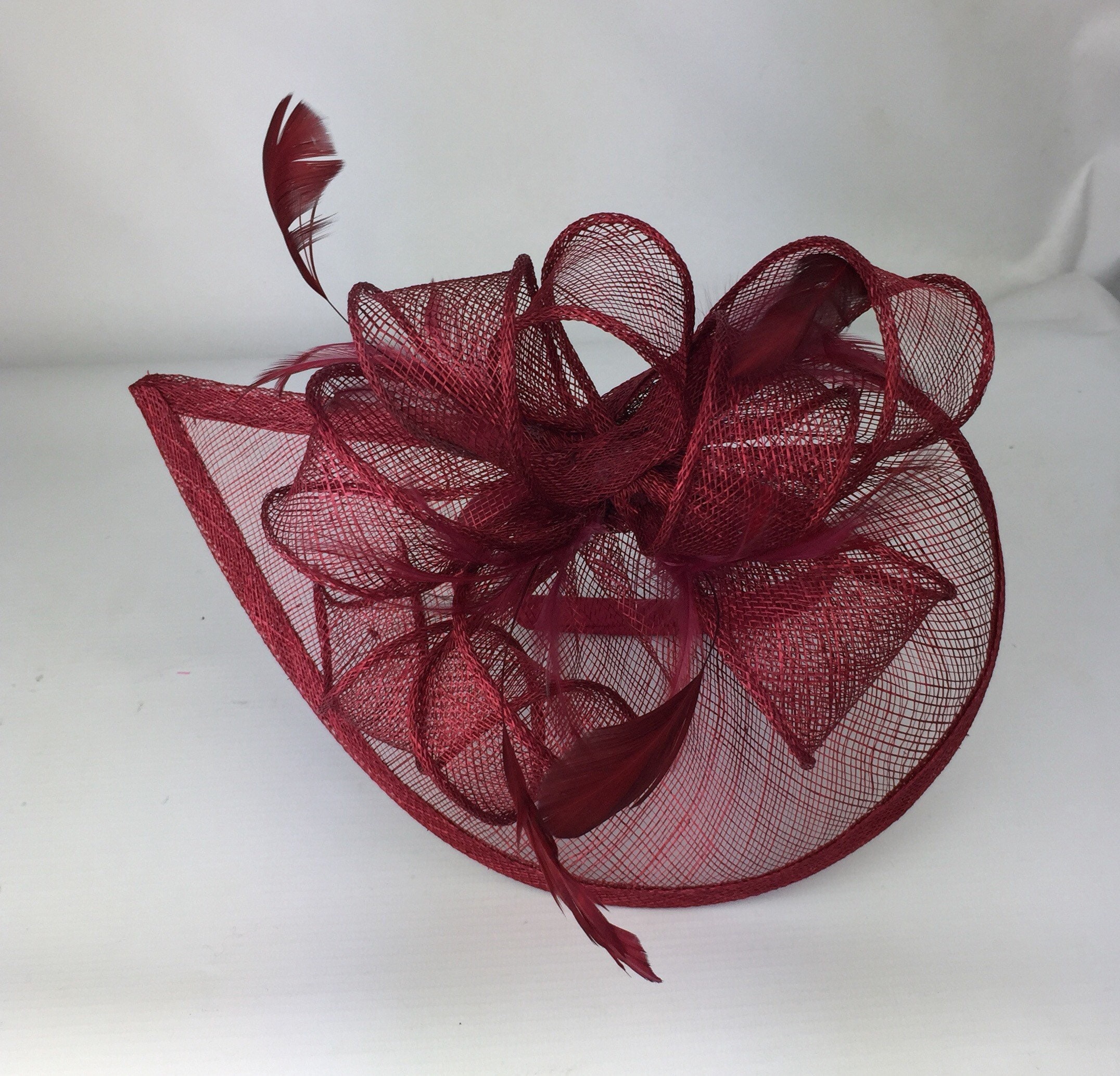 Burgundy Fascinator Hat Red Fascinator wedding fascinator hat Etsy