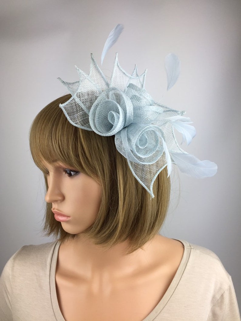 Powder Baby Blue Pale Blue Fascinator On Clip Ice Blue light Etsy