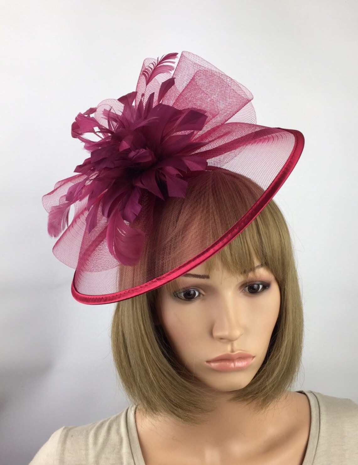 Burgundy Wine Fascinator on headband wedding fascinator hat Etsy