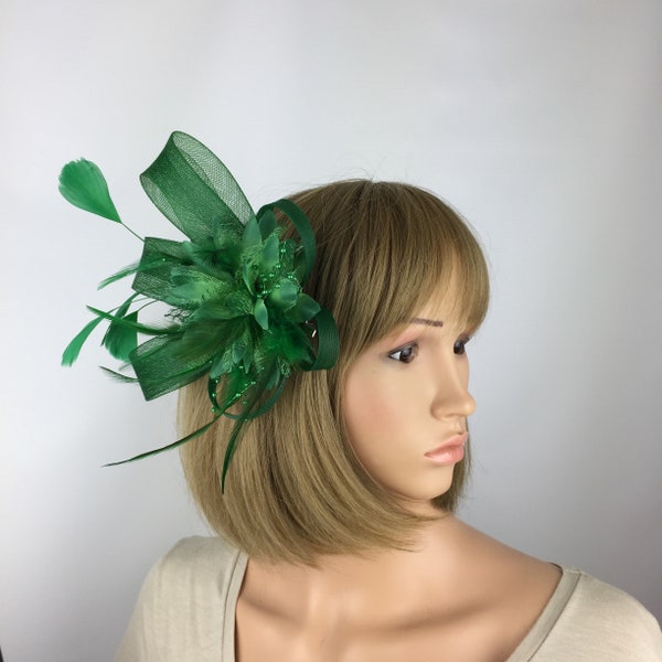 Green Fascinator Forest Green Fascinator Emerald Green Wedding Mother of the Bride Groom Green Hatinator Ascot Ladies Day Occasion Hat