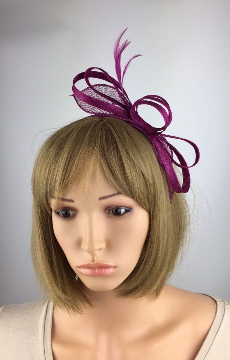 Magenta Fascinator on headband Loop Wedding Hatinator Mother Etsy
