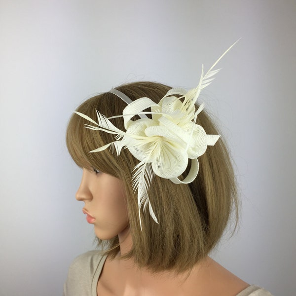 Cream Fascinator on Headband Ivory Fascinator Flower Wedding Corsage Mother of the Bride Groom Ascot Ladies Day Races Occasion Hair Flower