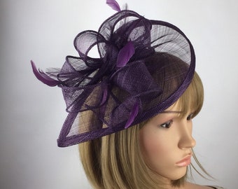 Purple Fascinator on headband Purple wedding fascinator Mother of the Bride Mother of the Groom Races Special Occasion Hat Ladies Ascot